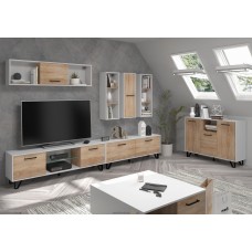 Mēbeļu komplekts BOSS 3, Balts/Gaišais ozols
